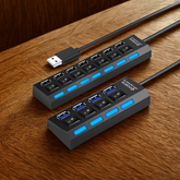 7-Port USB 2.0 Hub with Individual Power Switches